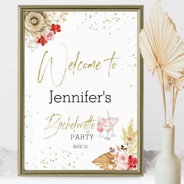 Välkomstfestskylt Bachelorette Boho Akvarell Poster (Skapare uppladdad)
