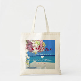 Välkomstförmån för Modern Elegant Beach Wedding Tygkasse