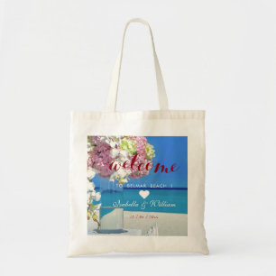 Välkomstförmån för Modern Elegant Beach Wedding Tygkasse
