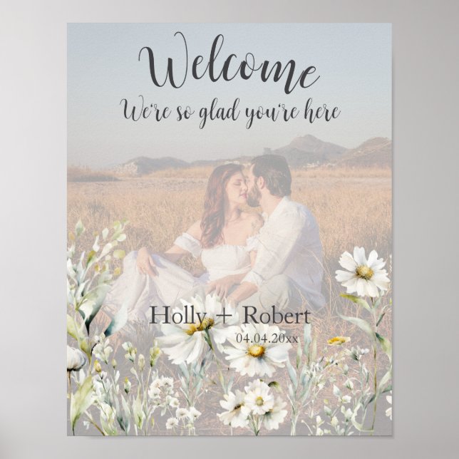 Välkomstfoto för daisy Wildblomma Bröllop Poster (Framsidan)