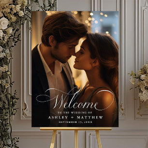 Välkomstfoto för Modern Classic Calligraphy Bröllo Poster