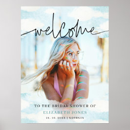 Välkomstfoto för molnet 9 Blue and White Möhippa Poster