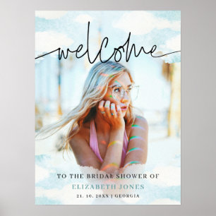 Välkomstfoto för molnet 9 Blue and White Möhippa Poster