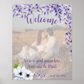 Välkomstfoto för Watercolor Wisteria Bröllop Poster