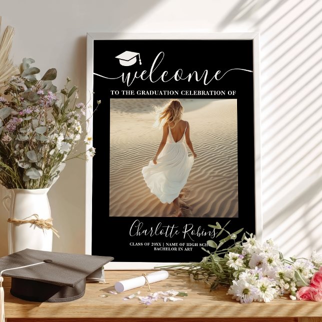 Välkomstfotosignatur för Modern Boho Studenten Poster ( 
Modern Boho Graduation Welcome Photo Sign)