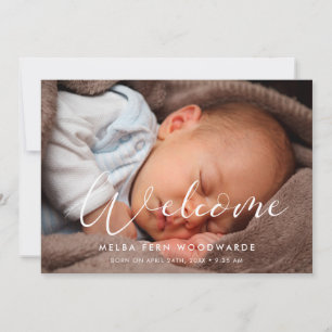Välkomstfotot för elegant calligraphy Welcome baby Meddelande