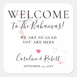 Välkomstgäst för målgäster för bröllop fyrkantigt klistermärke