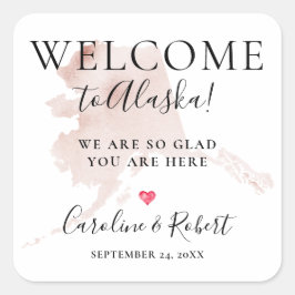 Välkomstgäst för målgäster för bröllop fyrkantigt klistermärke