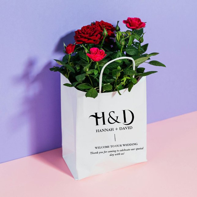 Välkomstgäst för Modern Rosa Monogram Bröllop (Skapare uppladdad)