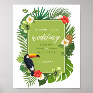 VälkomstGrönt-ID577 för Tropical Bröllop Poster