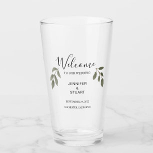 Välkomsthälsa bröllop i Modern elegant vattenfärg  Glaskopp