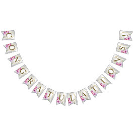 Välkomsthälsa Bröllopsfest Färgstark Rosa Blommigt Vimplar