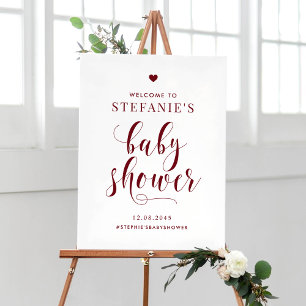 Välkomsthälsa för Burgundy fet kalligrafi, babyklä Poster