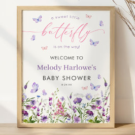 Välkomsthälsa för Butterfly Wildblomma Baby Shower Poster