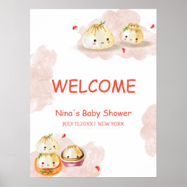 Välkomsthälsa för Cute Little Dumpling Mushroom Ba Poster