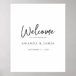 Välkomsthälsa för enkelt Modern Script Black & Whi Poster