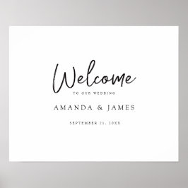 Välkomsthälsa för enkelt Modern Script Black & Whi Poster