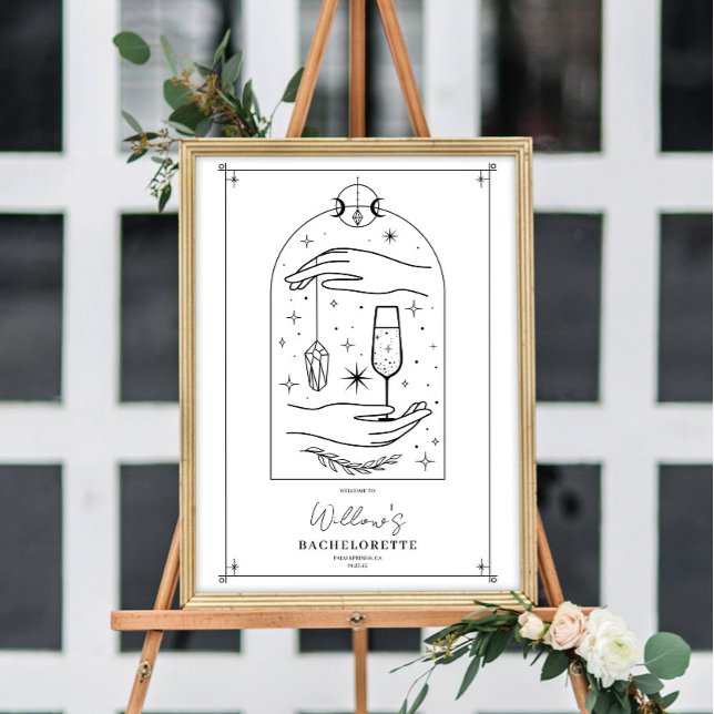 Välkomsthälsa för Mystical Tarot Card Bachelorette Poster (Mystical Tarot Card Bachelorette Party Welcome Sign Decorations)