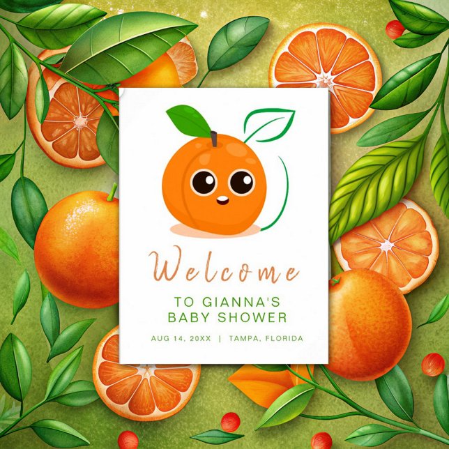 Välkomsthälsa för Orange av frukt, babykläder Poster (Skapare uppladdad)