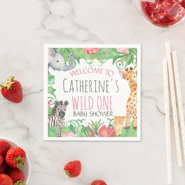 Välkomsthälsa för Safari Animal Topium Blommigt Ba Pappersservett (Insitu)