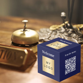 Välkomsthälsa logotyp QR-kodblåmeny bord