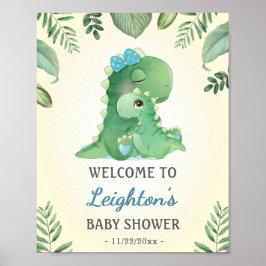 Välkomsthälsa om Baby Momma Dinosaurs Blue Pojke S Poster