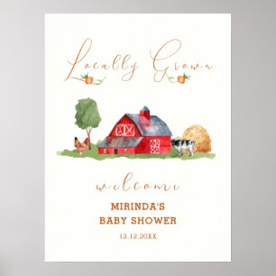 Välkomsthälsa om Barnyard Baby Shower på marknaden Poster