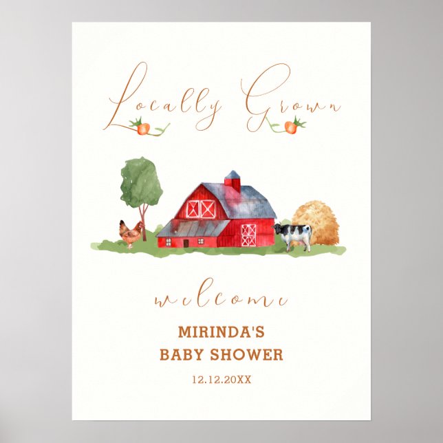 Välkomsthälsa om Barnyard Baby Shower på marknaden Poster (Framsidan)