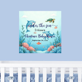 Välkomsthälsa om blått under Sea Baby Shower Poster