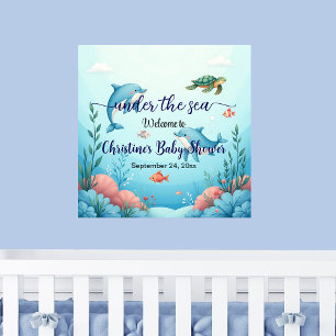 Välkomsthälsa om blått under Sea Baby Shower Poster