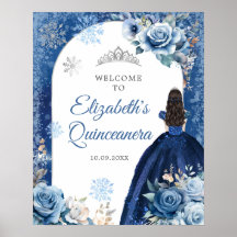 Välkomsthälsa om blåvinter-snöflake Xv Anos i silv