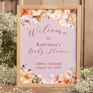 Välkomsthälsa om Blommigten Fall Baby Shower för L Poster
