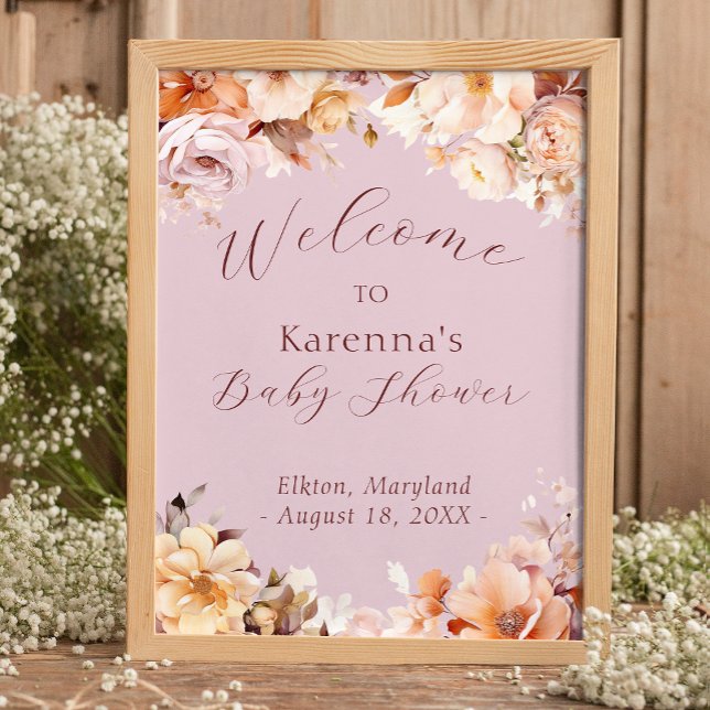 Välkomsthälsa om Blommigten Fall Baby Shower för L Poster (Skapare uppladdad)