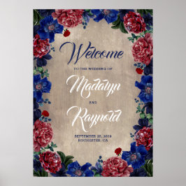 Välkomsthälsa om Blommigten Rustic Bröllop Poster