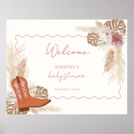 Välkomsthälsa om Boho Cowgirl Boots Pampas Baby Sh Poster
