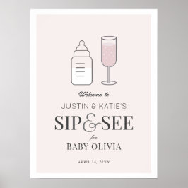 Välkomsthälsa om Champagne Rosa Baby Shower Poster