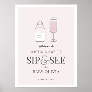 Välkomsthälsa om Champagne Rosa Baby Shower Poster