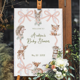 Välkomsthälsa om Coquette Ribbon Woodland Baby Sho Poster