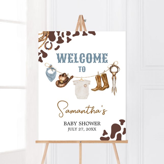 Välkomsthälsa om Cowboy Baby Shower Poster (Wild West Rodeo Baby Shower Welcome Sign)