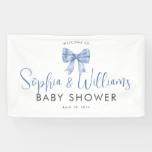 Välkomsthälsa om Cute Blue Bow Ribbon Boy Shower