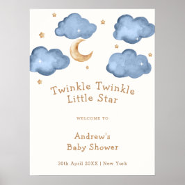 Välkomsthälsa om Cute Blue Moon Stars Twinkle Baby Poster