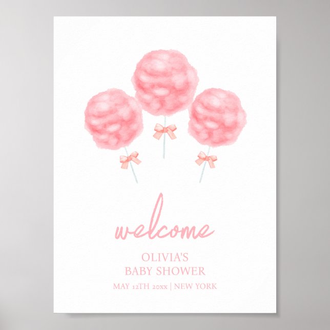 Välkomsthälsa om Cute Sweet Bow Cotton Candy Baby  Poster (Framsidan)