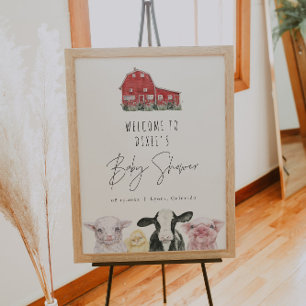 Välkomsthälsa om DixIE Red Barn Farm Animal Baby S Poster
