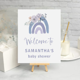 Välkomsthälsa om Dusty Blue och Lila Rainbow Baby Poster