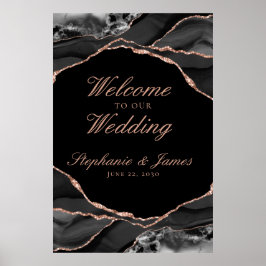 Välkomsthälsa om elegant Black Ro, guld eldagat Br Poster