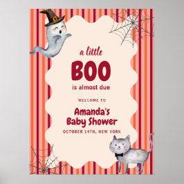 Välkomsthälsa om en liten Boo Ghost Cat Fall Baby  Poster