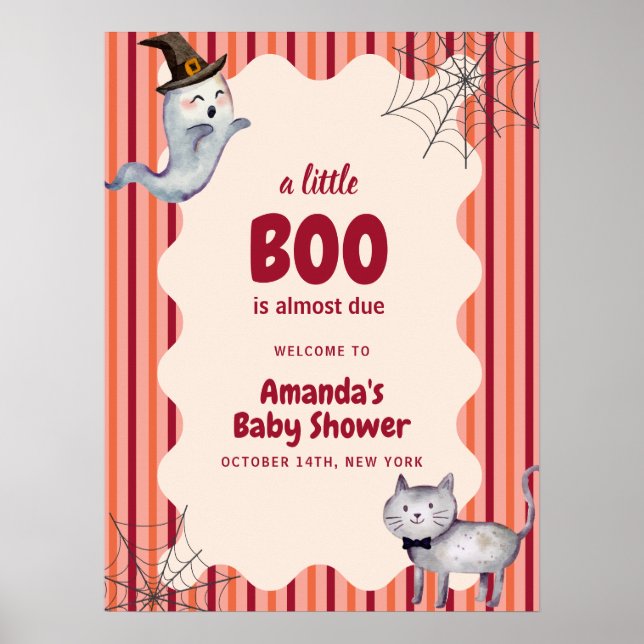 Välkomsthälsa om en liten Boo Ghost Cat Fall Baby  Poster (Framsidan)