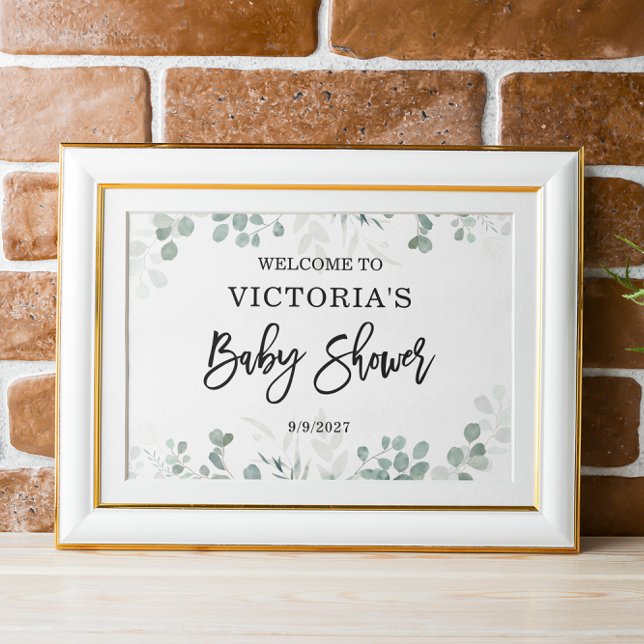 Välkomsthälsa om Eucalyptus Greenery Baby Shower Poster (Skapare uppladdad)