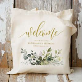 Välkomsthälsa om Eucalyptus Greenery Bröllop Tote  Tygkasse