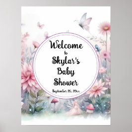 Välkomsthälsa om Fairy Garden Baby Shower Poster